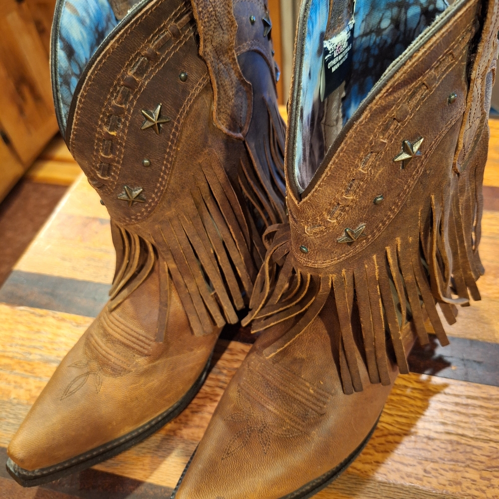 Brown Fringe Cowboy Boots